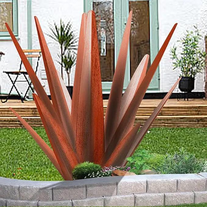 Enlarge Metal Plants Tequila Rustic Sculpture, Outdoor Patio Yard, Home Decor Hand Painted Agave Garden Statue, Outdoor Lawn Ornaments Yard Stakes for Mom Gift (1 Large coppery) by GreenHaven Gardens