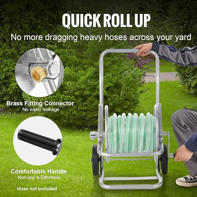 VEVOR Hose Reel Cart, Hold Up to 200 ft of 5/8 in Hose (Hose Not Included), Garden Water Hose Carts Mobile Tools with Wheels, Heavy Duty Powder-Coated Steel Outdoor Planting for Garden, Yard, Lawn by GreenHaven Gardens