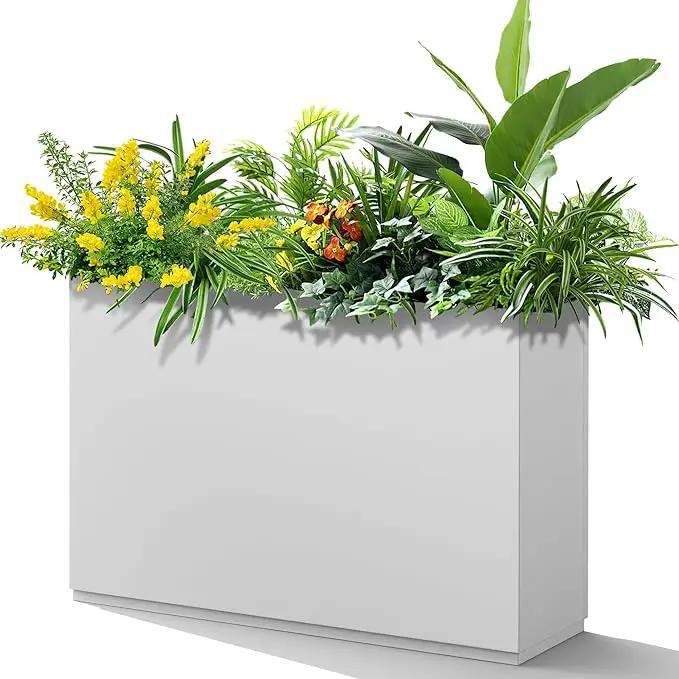 FENCY Metal Rectangular Planter Box Large Planters for Outdoor Plants, Tall Planters for Outdoor Plants with Drainage Holes, Rectangular Planters for Outdoor Plants (35.4" L x 9" W x 25.6" H,White) by GreenHaven Gardens