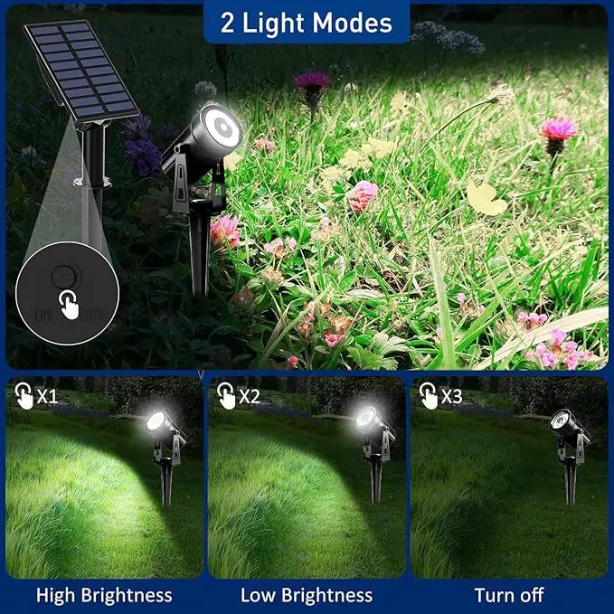 T-SUNUS Solar Landscape Spotlights, Solar Garden Spot Lights IP65 Waterproof 9.8ft Cable, 2000mAh Separated Solar Panel, Auto On/Off for Garden Driveway Pathway Pool Area (White 6000K) by GreenHaven Gardens