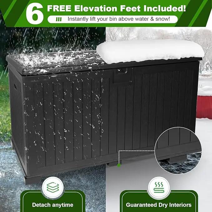 260 Gallon Outdoor Storage Box Waterproof, Extra Large Plastic Outside Deck Box Weatherproof, Resin Patio Storage Bin with Lock and Lids for Pool Equipment and Cushion, Black by GreenHaven Gardens