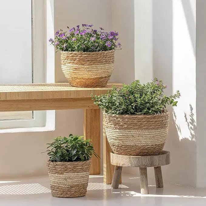LA JOLIE MUSE Seagrass Planter Basket Indoor Outdoor, Flower Pots Cover, Plant Containers, Beige, 10 inch by GreenHaven Gardens