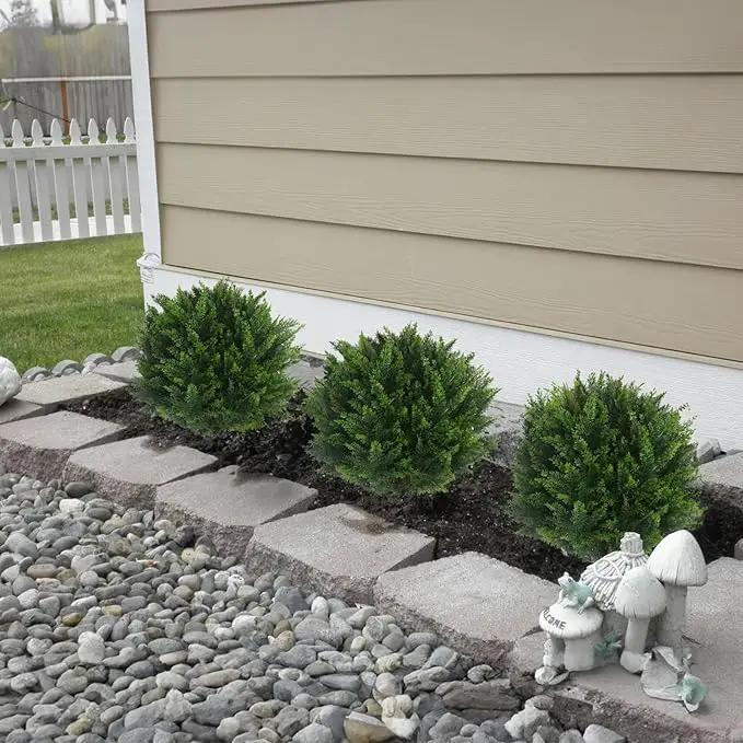 22''T Artificial Cedar Topiary Ball Tree 2 Pack, Outdoors Artificial Shrubs Faux Plants Uv Rated Perfect for Outdoor, Indoor - Easy to Install. by GreenHaven Gardens