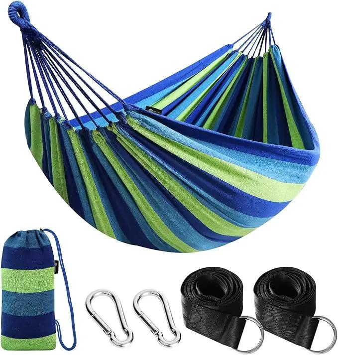 ANYOO Cotton Hammock Portable Camping Hammocks for Hanging Sturdy Garden Comfortable Fabric Hammock with Tree Straps Up to 660lbs with Travel Bag for Camping Outdoor/Indoor Patio Backyard by GreenHaven Gardens