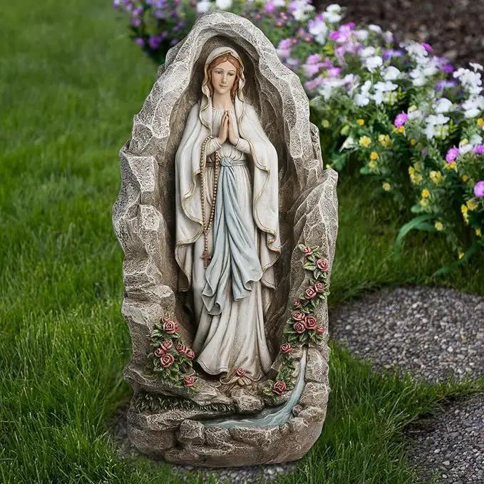 Our Lady of Lourdes Statue - 18 Inches Virgin Mary Statue Catholic Garden Decor, Our Lady of Lourdes Grotto Sculpture for Home Yard Patio Lawn Hallway Decor by GreenHaven Gardens