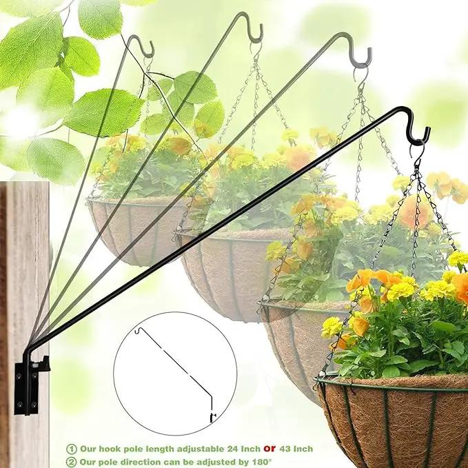MIXXIDEA 2 Packs Heavy Duty Extended Reach Wall Mounted Deck Hook Wall Pole, Wall Bracket Direction and Length Adjustable Plant Bracket for Bird Feeders, Planters, Suet Baskets, Lanterns, Wind Chimes by GreenHaven Gardens