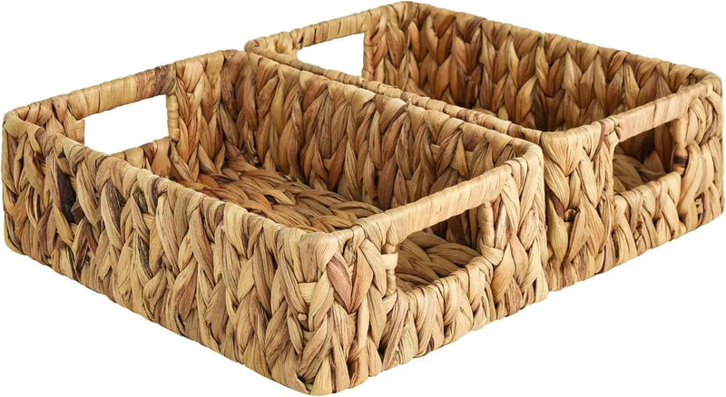 StorageWorks Water Hyacinth Baskets, Small Wicker Baskets for Organizing in Kitchen and Bathroom, 2-Pack by GreenHaven Gardens