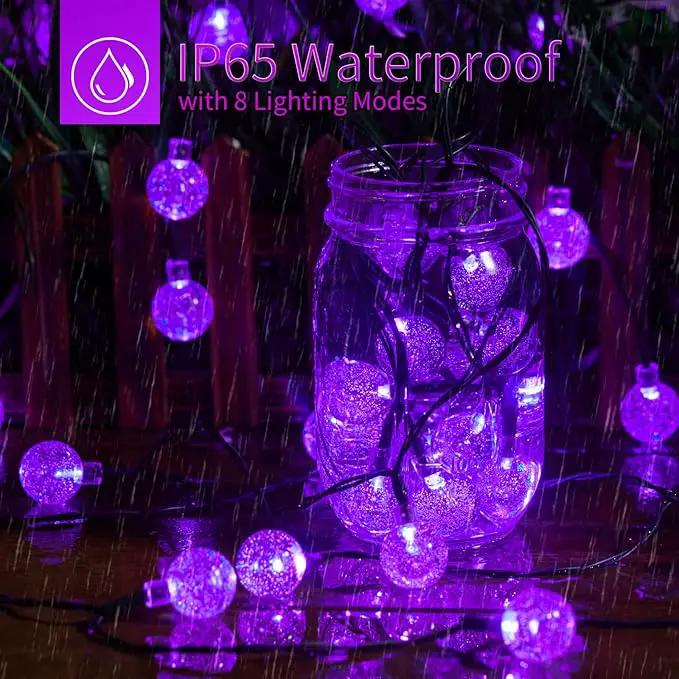Brightown Solar String Lights Outdoor 60 Led 35.6 Feet Crystal Globe String Lights with 8 Lighting Modes, Waterproof Solar Powered Patio Lights for Garden Yard Porch Decor (Purple) by GreenHaven Gardens