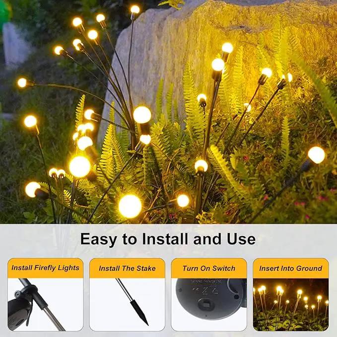 Solar Garden Lights – 40 LED Solar Firefly Lights, 10 LED Starburst Swaying Lights, Solar Outdoor Lights Waterproof Garden Decor for Yard Patio Pathway Lawn(4 Pack) by GreenHaven Gardens
