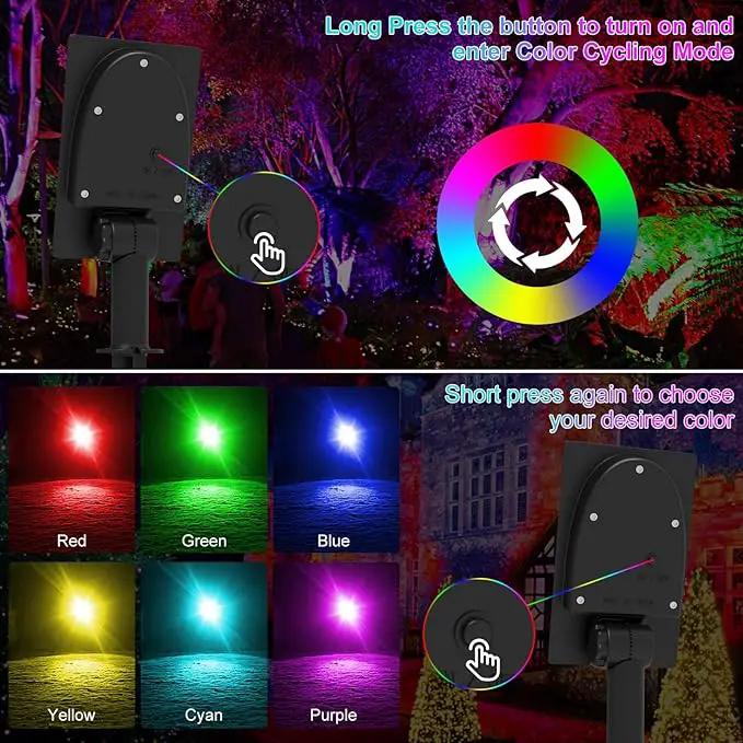 T-SUNUS Color Changing Solar Spot Lights, RGB LED Landscape Lights IP65 Waterproof for Outdoor, Garden, Pathway, Trees by GreenHaven Gardens