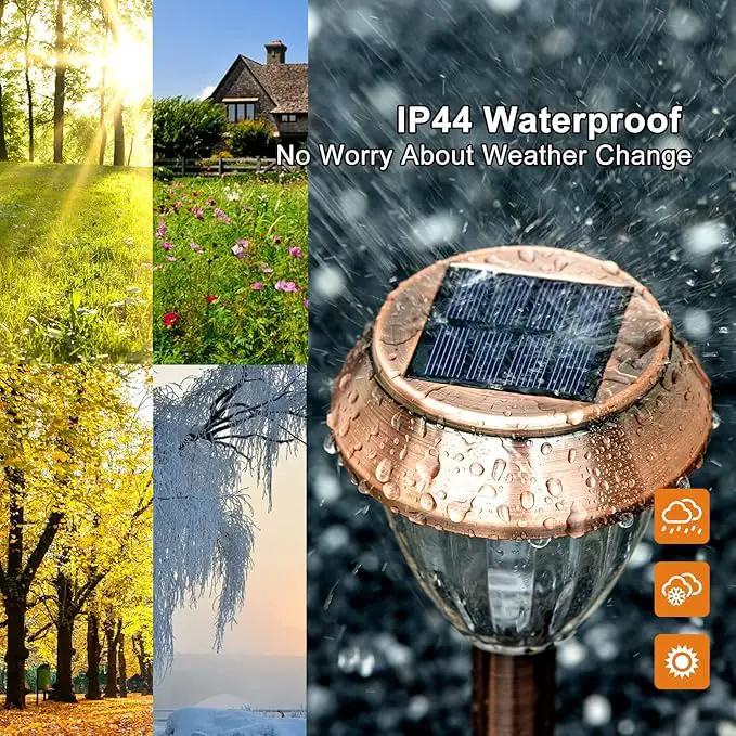 Solar Pathway Lights Outdoor Waterproof, 6 Pack Solar Outdoor Lights Bright Up to 12 Hrs, Garden Light LED Landscape Lighting Copper Stainless Steel Walkway Light, Warm White by GreenHaven Gardens