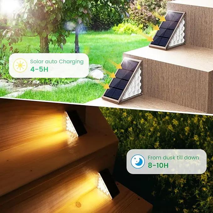 Solar Step Lights - 6 Pack Waterproof IP67, Deck & Patio Staircase Lights (Warm Brown) by GreenHaven Gardens