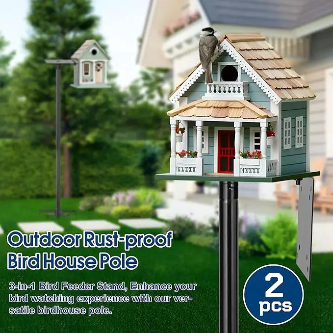 Ottsuls 2 Pack 109 Inch Heavy Duty Bird Feeder Pole Kit for Wild Birds, with 5-Prong Base Feeding Station, Adjustable Birdhouse Stand by GreenHaven Gardens