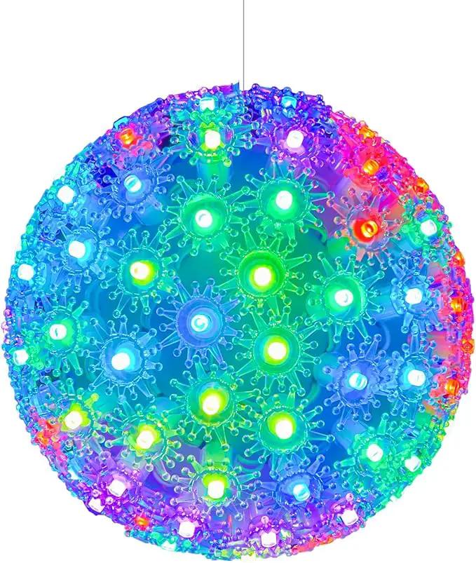 Brightown Christmas Hanging Starlight Sphere Light, 6” 100 RGB Replaceable LED Bulbs with Add-On Plug, LED Sphere Lights for Trees Party Wedding Patio Indoor Outdoor Decorations by GreenHaven Gardens