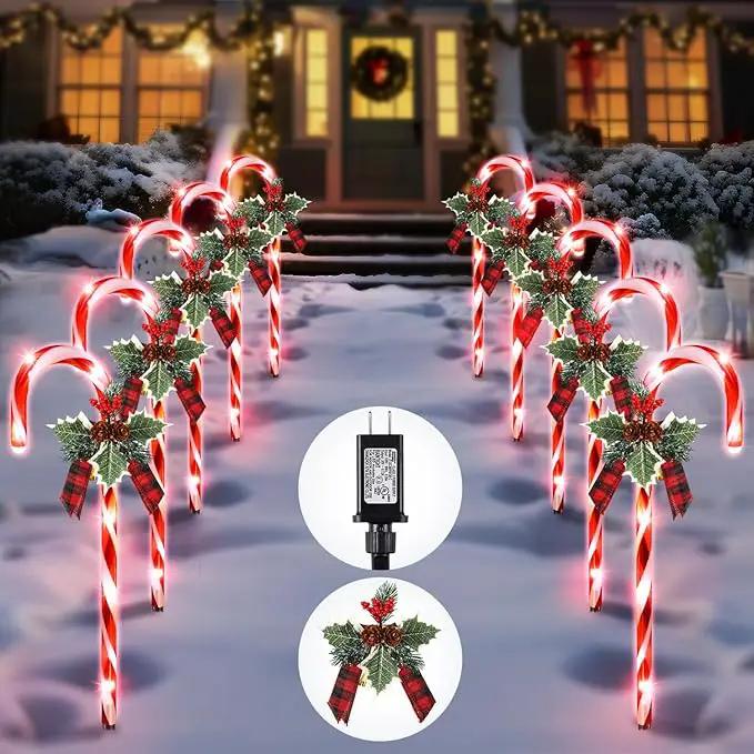 Hiboom Christmas Candy Cane Lights, 10 Pcs 21 Inch Pathway Markers Lights with Stakes, Christmas Driveway Lights End to End Connected for Xmas Holiday Party Walkway Patio Garden Decor (Red and White) by GreenHaven Gardens