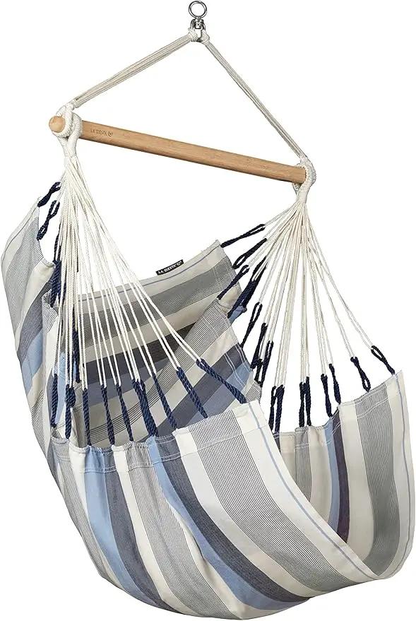 LA SIESTA® - Medium Basic Domingo Hammock Chair & TreeMount - Weather & Tear Resistant Hanging Chair w/Suspension Kit for Trees Beams & Posts - Bedroom Patio Outdoor Indoor Hammock Chair - Sea Salt by GreenHaven Gardens