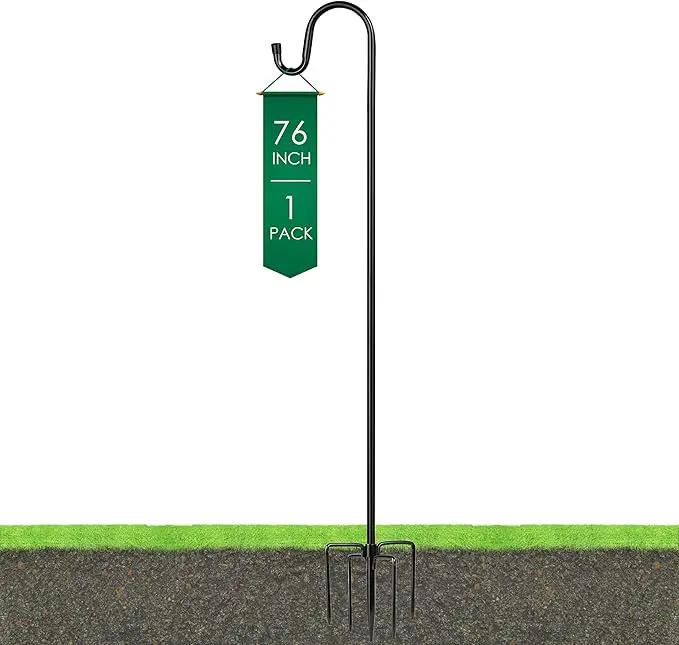 Ottsuls Shepherd Hooks with 5 Prongs Base for Outdoor - 76 Inch Adjustable Bird Feeder Pole for Outside Hanging, Garden, Hummingbird Feeder, Plant Baskets, Solar Light Lanterns, Wedding Decor (1 Pack) by GreenHaven Gardens