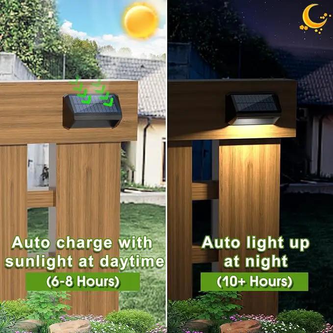 LANSOW Solar Fence Lights 10 Pack, Cool White, Warm White and White, Solar Deck Lights Outdoor Waterproof, Dusk to Dawn Solar Powered Lights Decor for Outside, Step, Yard, Patio, Wall, Stair(Black) by GreenHaven Gardens