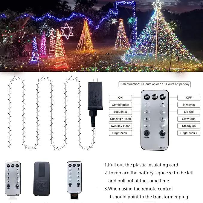 Outdoor String Lights, 600 LED 108Ft Christmas Light with Remote, 8 Lighting Modes, Powered Plug for Wedding Party Garden Tree Yard Indoor Decorations(216 Ft | White, 216 Ft) by GreenHaven Gardens