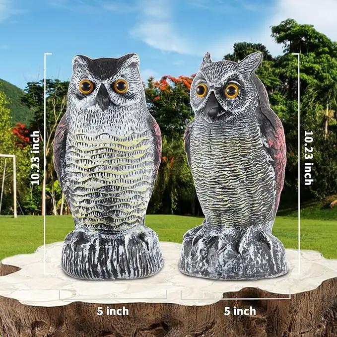 Hedoc 2 Pack Fake Owl Decoys to Scare Birds Away from Gardens and Rooftops, Great Horned Owl Bird Deterrents, Nature Scarecrow Plastic Owls Pest Repellent, Owl Statue for Garden Decor, Yard Decoration by GreenHaven Gardens