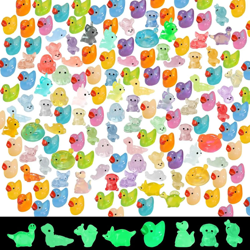 150 pcs Luminous Mini Resin Animal, Resin Ducks Figurines Glow in The Dark for Fairy Garden Accessories Miniature Figurines Aquarium Potted Decor - 11 Styles by GreenHaven Gardens