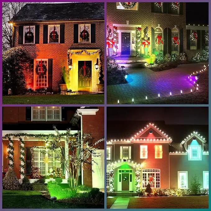 Solar Color Changing Spot Lights Outdoor, Multicolor Landscape Spotlights, IP65 Waterproof, Large Solar Panel, Yard Garden Pathway Light 4 Pack by GreenHaven Gardens