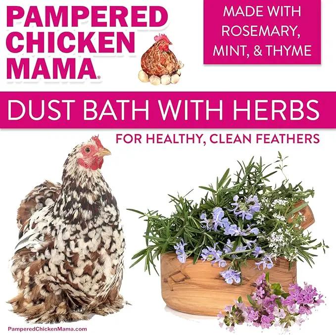 Pampered Chicken Mama 6 lb Dust Bath with Organic Herbs & Essential Oils for Chickens, Quail, & Poultry | Dust Bath for Chickens to Keep Feathers Clean & Healthy by GreenHaven Gardens
