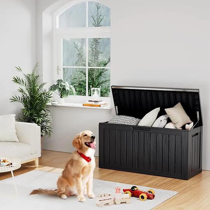 80 Gallon Outdoor Cushion Storage - Waterproof Deck Storage Box & Patio Storage Box, SpaceMax Resin Chest with Lock for Pool/Garden Tools, UV-Resistant, Onyx Black by GreenHaven Gardens