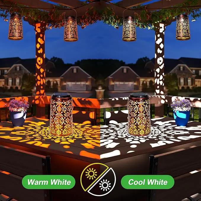 JSOT Solar Lanterns - Solar Lanterns Lights Outdoor Waterproof Gift for Women Mom Grandma, Metal Hanging Lights Decorative for Patio Garden Yard Backyard Porch Table Tree , Cool/Warm Light, 2 Pack by GreenHaven Gardens