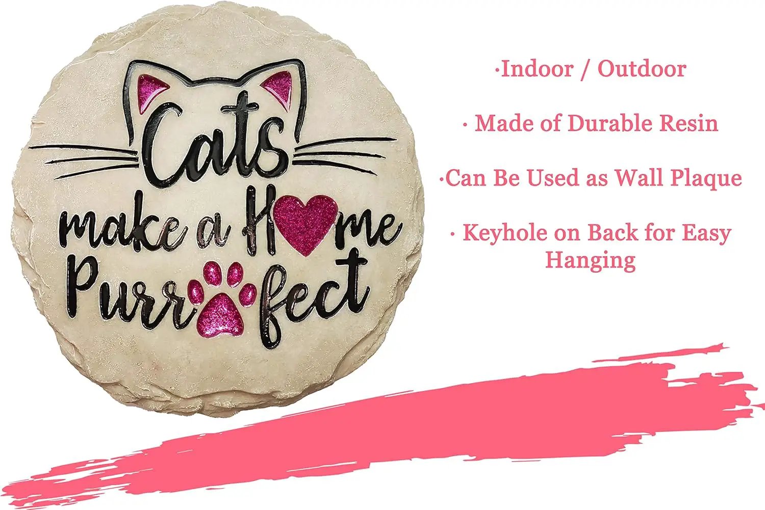 Spoontiques - Garden Décor - Cats Make a Home Purrfect Stepping Stone - Decorative Stone for Garden by GreenHaven Gardens