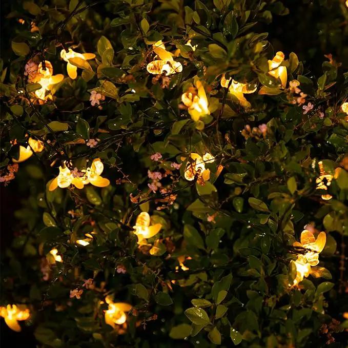 Solar Bee String Lights Outdoor 31FT 50 LED Honeybee Fairy Lights with 8 Lighting Modes, Waterproof Solar Bumble Bee for Patio Yard Garden Grass Wedding Christmas Party Decor, Warm White by GreenHaven Gardens