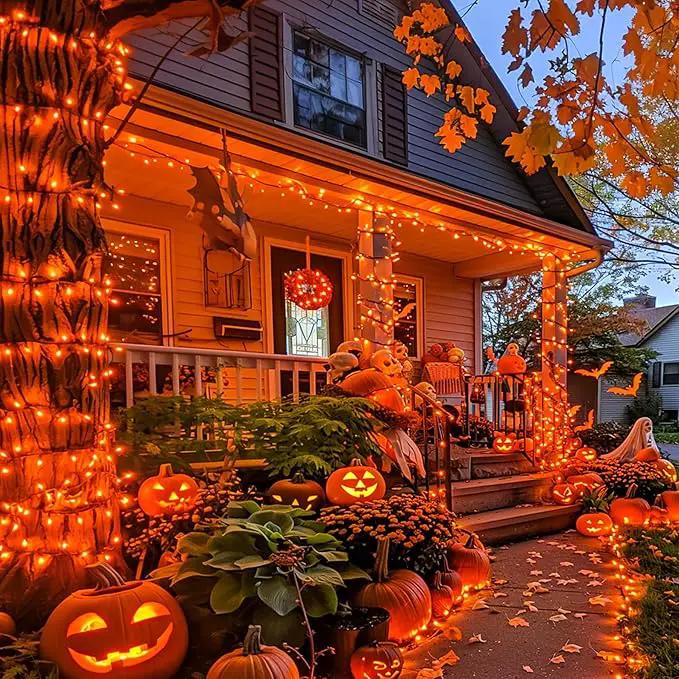 JMEXSUSS 2 Pack Orange Solar Halloween Lights, Total 400 LED 151FT Solar String Lights Outdoor Waterproof, 8 Modes Halloween Lights for Outside Tree Patio Yard Garden Halloween Decorations by GreenHaven Gardens
