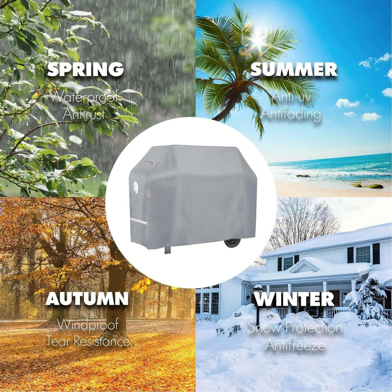 BBQ Grill Cover, 64 Inch Heavy Duty Waterproof 4-6 Burner Barbecue Gas Grill Covers for Weber Genesis Char-Broil Brinkmann, Gray by GreenHaven Gardens