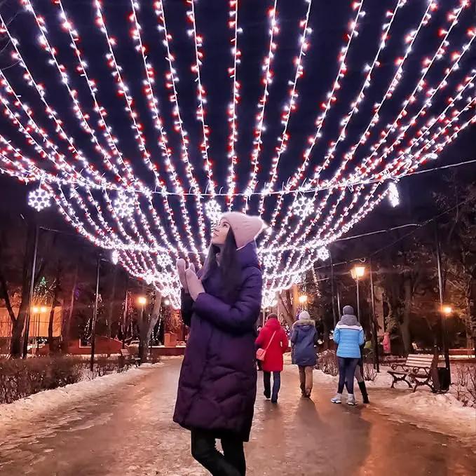 300 LED Christmas Lights Outdoor - 99ft Extra Long Christmas String Lights 8 Modes Plug in Waterproof Fairy Lights with Timer Memory for Indoor Outside Bedroom Home Party Decoration, Red&White by GreenHaven Gardens
