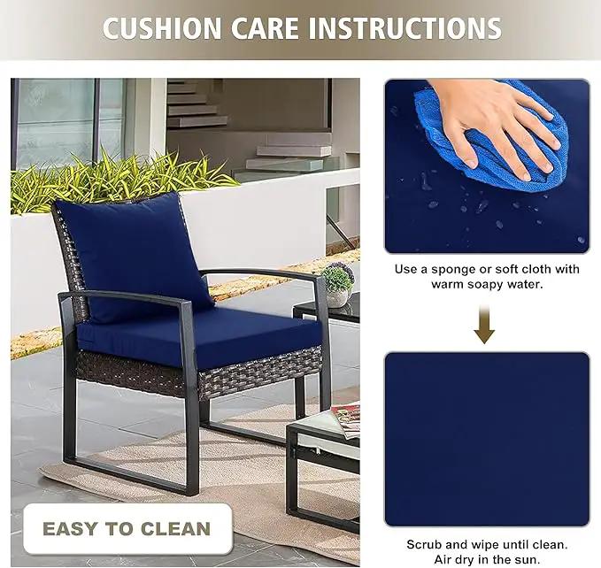 24x24 Inch Outdoor Cushions for Patio Furniture Set of 2, Waterproof Outdoor Chair Cushions w/Fade-Resistant, Removable & Machine-Washable Covers, Deep Seat Sofa/Couch Pads Replacement, Navy Blue by GreenHaven Gardens