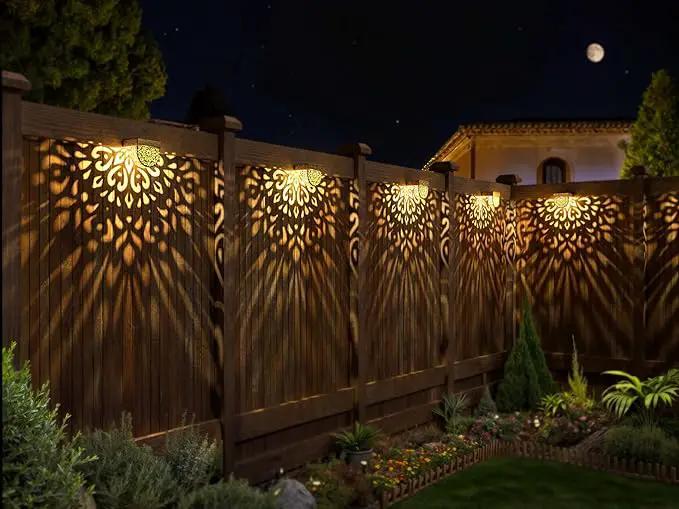 Solar Fence Lights 6 Pack Solar Deck Lights Outdoor Waterproof LED Solar Powered Step Lights Wall Lights Outdoor Decorations Warm Yellow Light Decorative Lighting for, Front Door, Backyard (Gold) by GreenHaven Gardens
