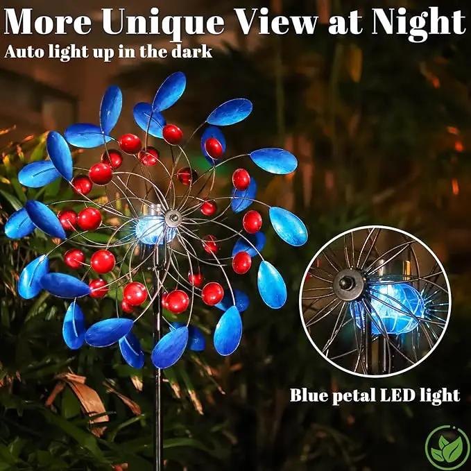 Wind Spinners for Yard and Garden Large - 80 inch Wind Spinners Outdoor Metal Large with Solar LED Light, Wind Sculptures & Spinners Windmills for Birthday Gifts Decorations(24 Diameter) by GreenHaven Gardens