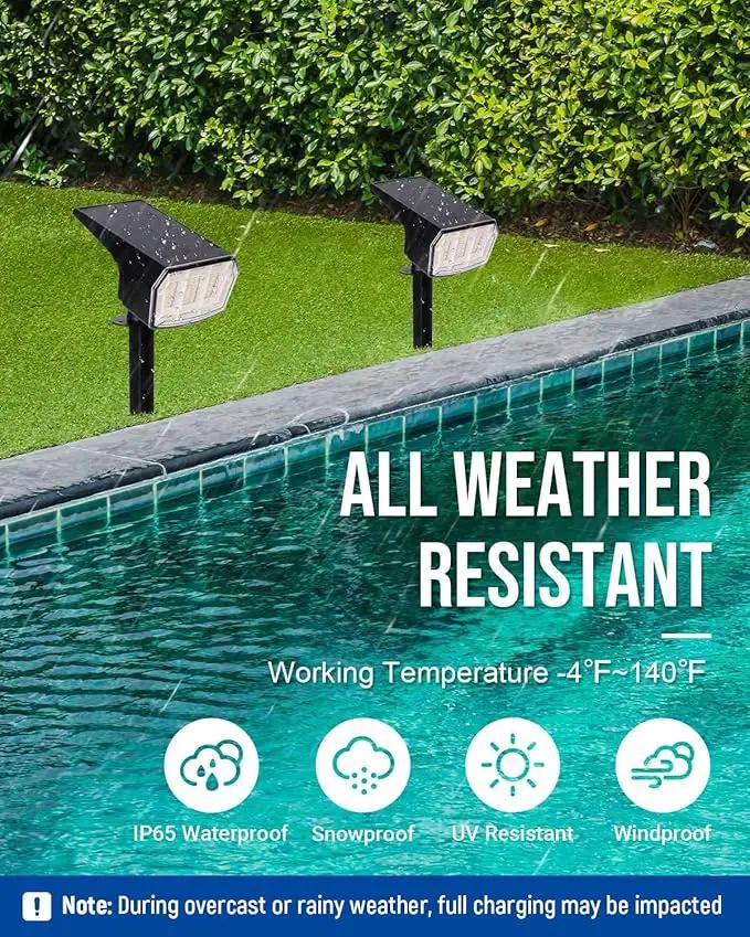 Solar spotlights Outdoor 63 LED 3 Lighting Modes, IP65 Waterproof Lighten Yard Garden House Garage Pathway for Christmas Decorations-6 Pack by GreenHaven Gardens