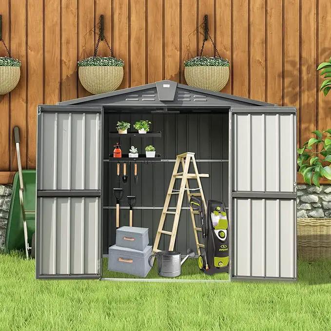 Domi 10’ x 8’ Outdoor Storage Shed, Metal Sheds Tool Storage Gable Roof with Lockable Door & Air Vents, Outdoor Galvanized Steel Sheds for Backyard,Garden,Patio,Lawn by GreenHaven Gardens