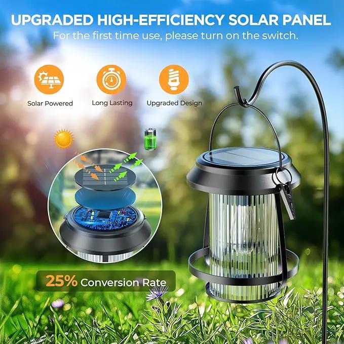 Solar Lanterns Outdoor Waterproof, Metal Hanging Solar Lights Outdoor with Hooks Wall Mount Kit, Solar Powered Lanterns for Garden Porch Patio Fence Decorative 4 Pack (Warm Light) by GreenHaven Gardens