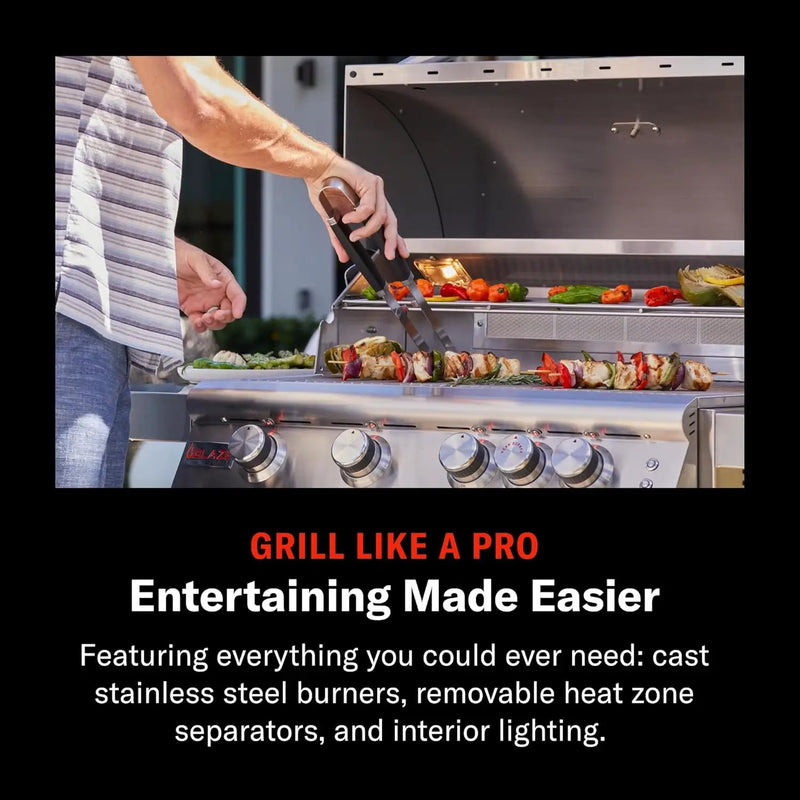 Blaze Outdoor Grill | 32-Inch Stainless Steel Propane BBQ Grill | 4 Burner Barbecue | Premium Outdoor Kitchen Grilling | Rear Infrared Burner & Grill Lights | BLZ-4LTE2-LP by GreenHaven Gardens