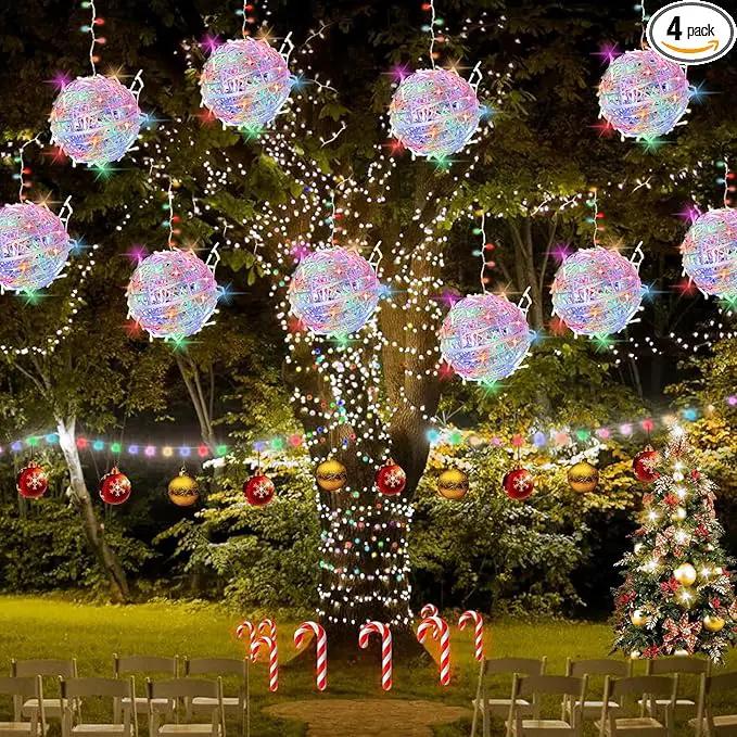 Christmas String Lights Outdoors,4 Pack 7.87" Sphere Lights,Ball Tree Garden Globe Lights for Home, Party, Christmas, Porch Patio,Wedding, Garden,Tree Decoration with Plug by GreenHaven Gardens