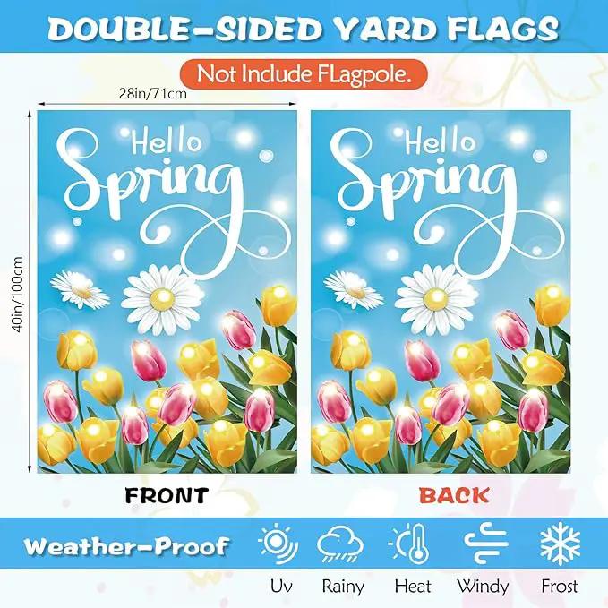 12 Pcs Solar Seasonal LED Garden Flags 28 x 40 Inch Double Sided Yard Flags Spring Easter Halloween Fall Thanksgiving Day Decorations Welcome Garden Flag Lawn Yard Outdoor Holiday Decoration by GreenHaven Gardens