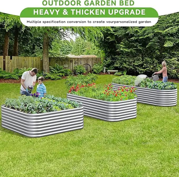 BTDVR 2 PCS 9 in 1 Tall 8×2×1.5ft Galvanized Raised Garden Bed Outdoor, Metal Raised Beds for Vegetables, Above Ground Garden Box for Flower, Steel Garden Bed for Gardening by GreenHaven Gardens