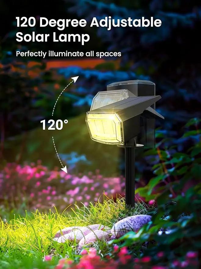Solar Spot Lights Outdoor, 9 Lighting Modes RGB, Solar Lights Outdoor Waterproof IP65, 63 LED Landscape Spotlights for Halloween Christmas Decorations-1 Pack by GreenHaven Gardens