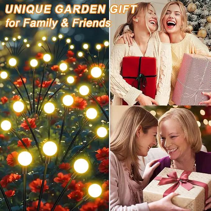 Solar Firefly Lights 16 LED Swaying Outdoor Waterproof Decorative Lights for Yard Patio Pathway Lawn Decorations (2 Pack, 8 Heads) by GreenHaven Gardens