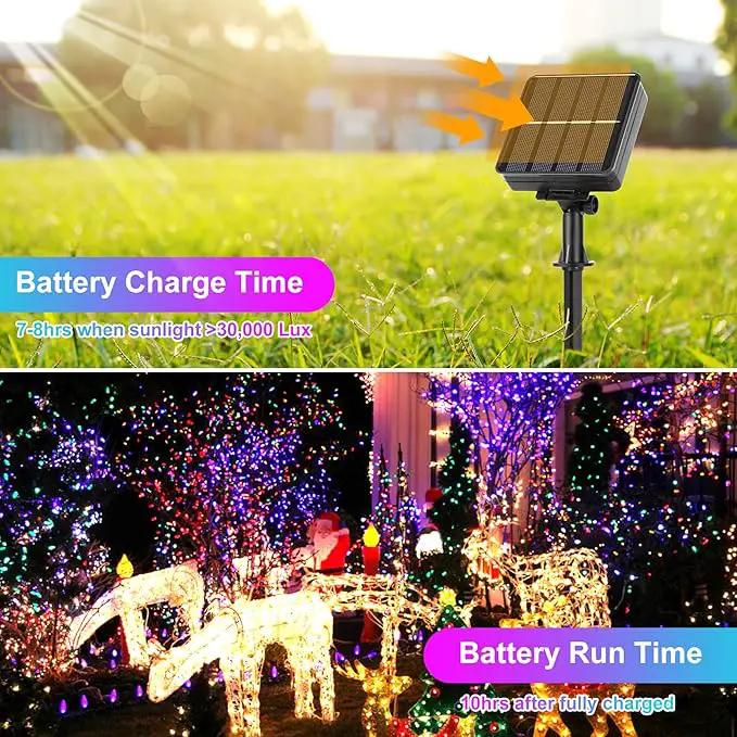Extra-Long 288FT 800LED Solar Fairy String Lights, 4-Pack 72FT 200 LED Outdoor Twinkle Lights Waterproof, 8 Lighting Modes, Multicolor Silver Wire Lights for Deck Backyard Tree Garden Fence Pool Party by GreenHaven Gardens