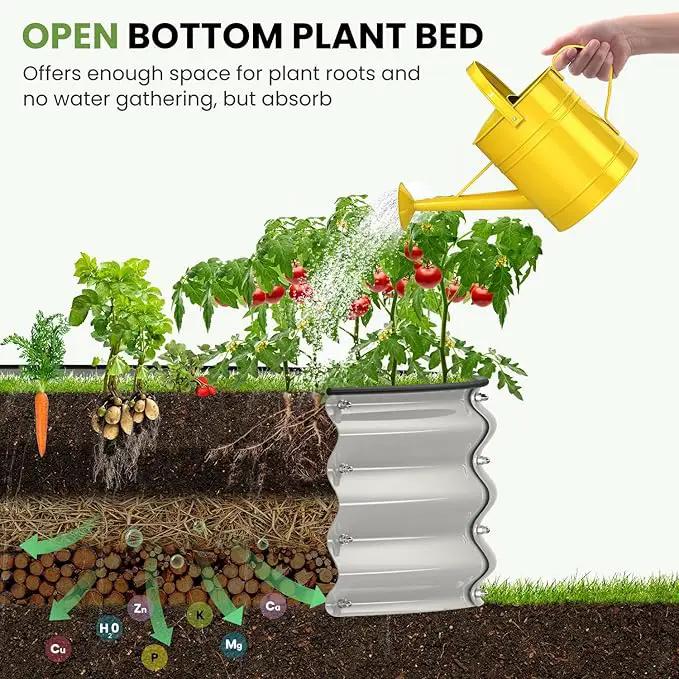 4x4x1 FT Galvanized Raised Garden Bed, Large Round Raised Garden Beds Outdoor Raised Planter Box, Raised Beds for Gardening Vegetables Flower Herb(Pearl White) by GreenHaven Gardens