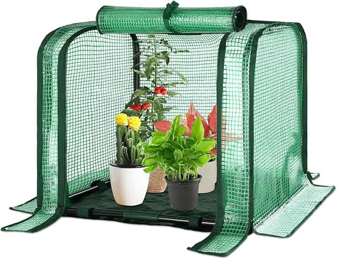 U'Artlines Portable Mini Greenhouse Small Green House with Waterproof Pad 23x13x17 Inch Plant Cover Tent for Garden Small Plants Indoor Outdoor, Green PE by GreenHaven Gardens