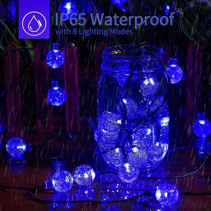 Brightown Solar String Lights - 60 Led, 35.6 Feet Crystal Globe Lights with 8 Modes, Waterproof, Solar Powered for Outdoor Garden Yard Porch Wedding Party Decor Halloween (Blue) by GreenHaven Gardens